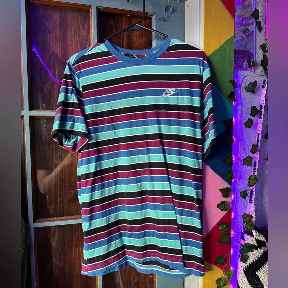 Nike Colorful Striped Short Sleeve Shirt
